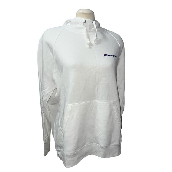 Champion Power Blend Long Sleeve Warm Hoodie Sweatshirt Sz XL White Kangaroo Poc - Picture 15 of 16